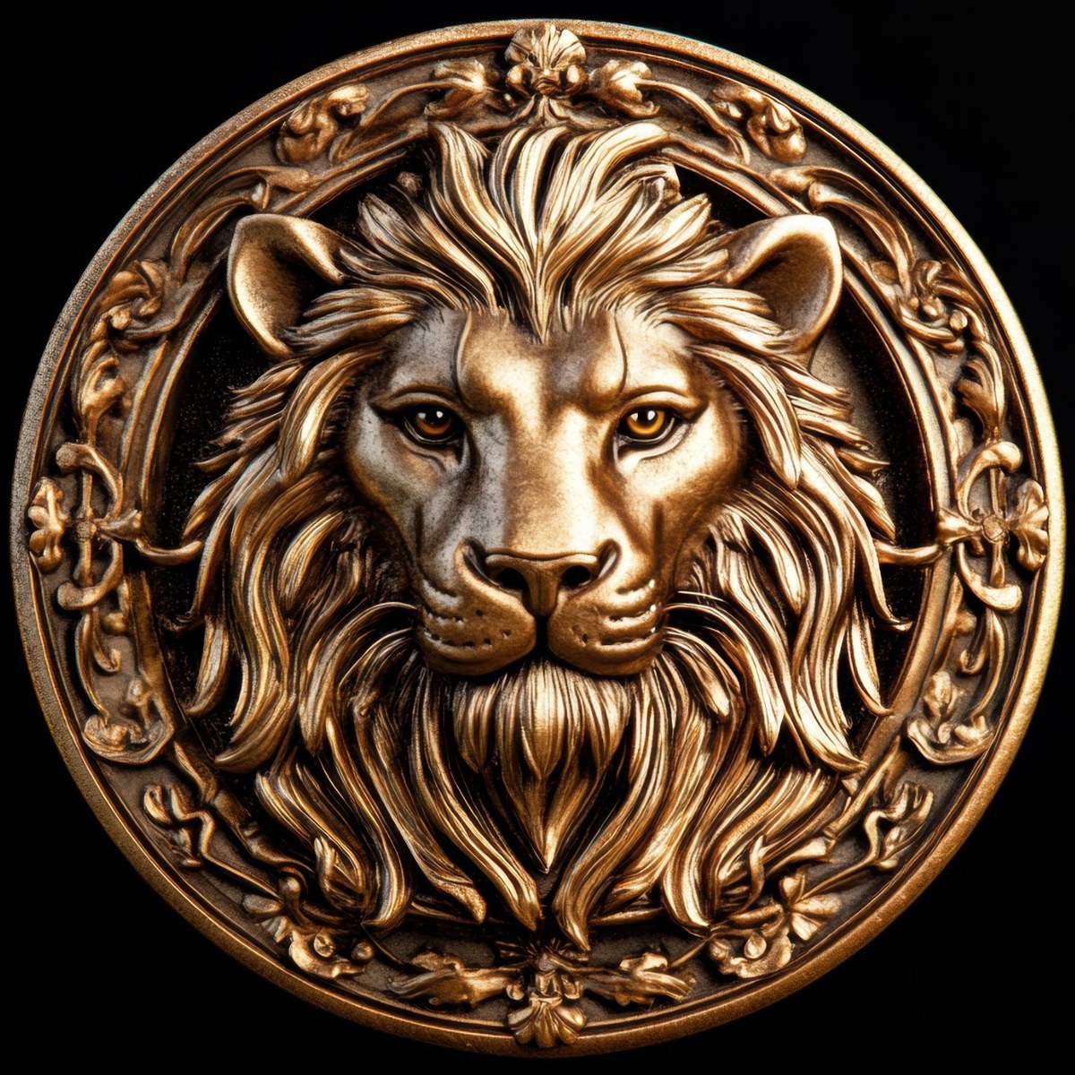 Médaillon doré au lion